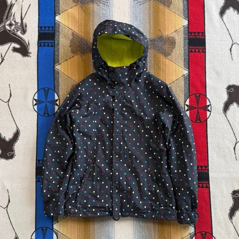 Burton DryRide Lush Women’s Snowboard Jacket Black Multi-Color Squares Size M